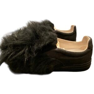 Maison Martin Margiela Black Fur-Trimmed Loafers 9.5 10